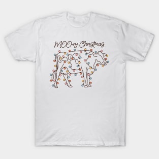 Moory christmas cow with christmas lights T-Shirt